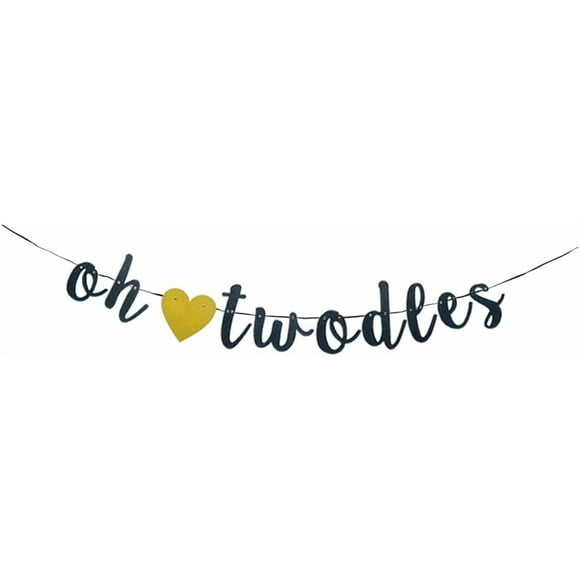 Oh Twodles Banner, Panneau en Papier Noir Amusant pour Fête de 2e Anniversaire, Fournitures de Décoration de Fête d'Anniversaire pour Bébés et Enfants de Deux Ans