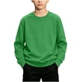 thumbnail image 2 of dazeni Boys Sweatshirts Long Sleeve Boy Crewneck Relaxed Soft Pullover Tops Solid Casual Basic Sweatshirt Green 1-2 Years, 2 of 7