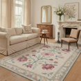 thumbnail image 2 of 2x3 Area Rug Machine Washable with Non Slip Backing, Low Pile Indoor Door Mat for Entryway, Entrance, Front Door and Bathroom, Vintage Floral Print Pattern, Mauve Blush, 2 of 5