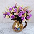 thumbnail image 3 of Bouquet de Roses Artificielles Simulation Décor Floral Bouquet de Roses de Mariage Cérémonie de Banquet Fausses Roses, Violet, 3 of 7
