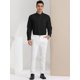 thumbnail image 3 of Pantalones de vestirrayas casuales pahombre Pantalones ajustados de color en contraste con frente plano y corte ajustado Blanco L, 3 of 6
