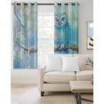thumbnail image 3 of Blackout Curtains for Bedroom, Teal Blue Owl Room Darkening Window Drapes for Living Room, Modern Flowers Birds on Branch Thermal Insulated Grommet Curtains, 52x84 inch, 2 Panels, 3 of 9