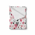 thumbnail image 2 of Valentines Soft Flannel Fleece Throw Blanket, Doodle Style Hearts with Different Designs Romantic Inspirations for Art, Cozy Plush for Indoor and Outdoor Use, 70" x 90", Black Red Pink, by Ambesonne, 2 of 6