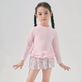 thumbnail image 2 of SGMVNU Girls Rash Guard 2 Piece Bathing Suit with Hat Long Sleeve Floral Swimsuit Swimming Ruffle Skorts Swimwear for Age 2-4 Years Kids, Pink, 2 of 9