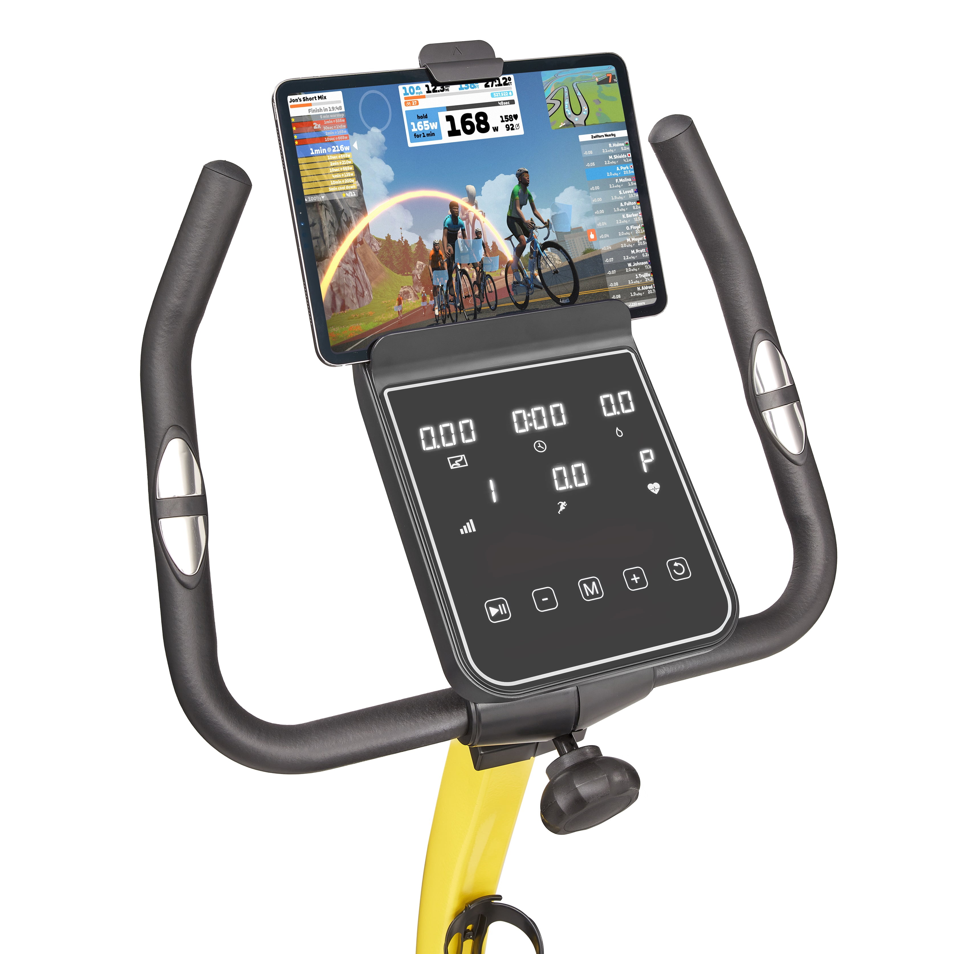 Reebok Fitness Delta FR30 Exercise Bike, Yellow, Indoor Upright Stationary Cycling, Cardio Exercise, bluetooth, 32 electronic resistance levels