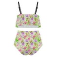 thumbnail image 4 of TrendVibe365 Women's Swimwear Bikinis Green 2 Piece Swimsuits High Waist Thong Adjustable Shoulder Strap Ruffles Bandeau Bathing Suits Floral Swimwear Beachwear M, 4 of 4