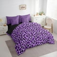 thumbnail image 3 of Manfei Cheetah Pattern 7-Piece Bedding Comforter Set,Jungle Leopard King Bedding Sets,Purple Black Bed Sheets For Girls Kids,Luxury Bedroom Decor Reversible, 3 of 8