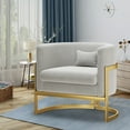 thumbnail image 4 of Andeworld Upholstered Velvet Accent Chair Modern Wide Arm Chair for Living Room Bedroom Armchair Barrel Chair Leisure Chair Grey with Gold Legs, 4 of 7
