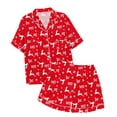 thumbnail image 5 of Matching Sets Women Clothing Pajamas Short Sleeve Button Tops Shorts Vacation Outfits,Red,2XL, 5 of 5
