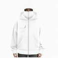 thumbnail image 4 of Towmus Balaclava Hoodie Zippe for Women Men, Double Hooded Full Zip Jacket With Front pocket, Built-In Eye Mask, Full Zip Hooded Sweatshirt, White, S, 4 of 5