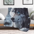 thumbnail image 4 of Wolf with Blue Eyes Throw Blanket for Winter Bedding Couch And Gift 60"x80" Wild Grey Wolf Blue Eyes Adventure Throw Blanket Ultra Soft Warm Fleece Blanket Flannel Blanket for Living Room, 4 of 8