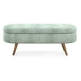thumbnail image 4 of Xukmct Upholstered Storage Bench with Wood Legs, Oval Storage Ottoman for Living Room, Bedroom, Cyan, 4 of 10