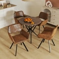 thumbnail image 4 of Homy Casa Modern 3-Piece Dining Set with 31.5 inch Faux Wood Round Table and 2 Swivel Chairs, Industrial Style for Small Spaces, 4 of 11