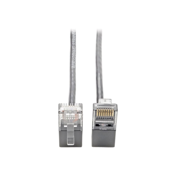 Eaton Tripp Lite Series Cat6 Gigabit Patch Cable Snagless Right-Angle UTP Slim Gray 1ft - Patch cable - RJ-45 (M) right-angled to RJ-45 (M) right-angled - 1 ft - UTP - CAT 6 - molded, snagless, stranded - gray