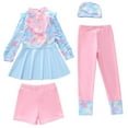 thumbnail image 3 of Tiijoy UPF 50+ Swimsuit for Girls Long Sleeve Swim Dress Shorts Pants Swim Cap Bathing Suits, 4-Piece, Sizes 2-12, 3 of 5