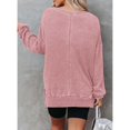 thumbnail image 5 of ZOELNIC Womens Waffle Knit Crewneck Sweatshirts Long Sleeve Side Slits Casual Pullover Sweatshirt Tops, S, 5 of 6