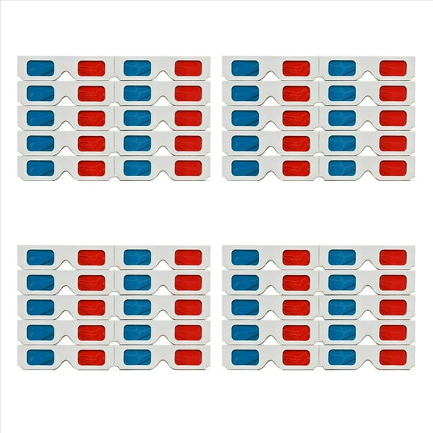 Gafas 3D,40 Pares Lentes Estéreo Papel Rojo y Azul para Películas Set Anaglifo de Papel Gafas 3D