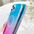 thumbnail image 4 of OOK For iPhone 12 Case/iPhone 12 Pro Case Magnetic, Compatible with Magsafe Cute Gradient Rainbow Iridescent Matte Protective Phone Case with Screen Protector for Girls Women, Fluorescent Blue & Pink, 4 of 6