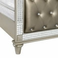 thumbnail image 4 of Juhi Queen Size Bed- Button Tufted Gray Faux Leather- Crystals Trim- Wood, 4 of 6