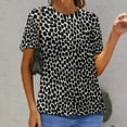 thumbnail image 6 of Leopard Print Pattern Womens Tops Women's Fashion Casual Short Sleeve Flower Print Round Neck Pullover Top Blouse, 6 of 6