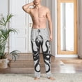 thumbnail image 2 of Fotbe Abstract Ink Octopus Pantalones de Pijama para Hombre, Pantalones de Dormir, Pantalones de Casa con Cintura Ajustable y Bolsillos-Large, 2 of 6