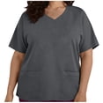 thumbnail image 4 of Craaazy Summer Short Sleeve Tops for Women V Neck Solid Color Plus Size Tops with Pockets for Work and Casual Daily, 4 of 7