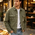 thumbnail image 3 of Goodtrade8 Winter Jackets for Men Button Cool Denim Jacket with Pocket Casual Solid Color Long Sleeve Collared Winter Coats for Men, 3 of 6