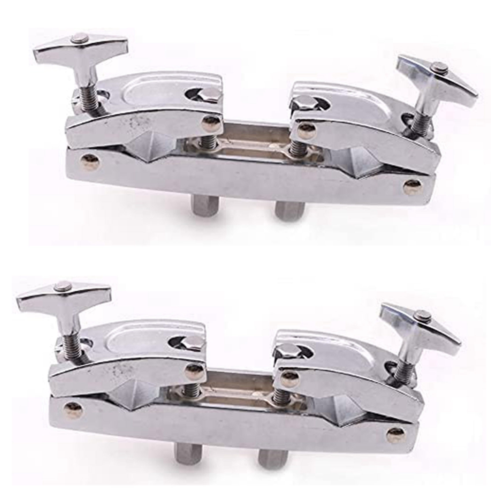 2X Drum Clamp 2 Hole Silver Multi Clamp Cymbal Stand Mount Holder for