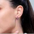 thumbnail image 3 of Angara Natural Tanzanite Earrings - Heart Shaped Tanzanite Ribbon Earrings with Diamond in 14K White Gold for Women, 3 of 8