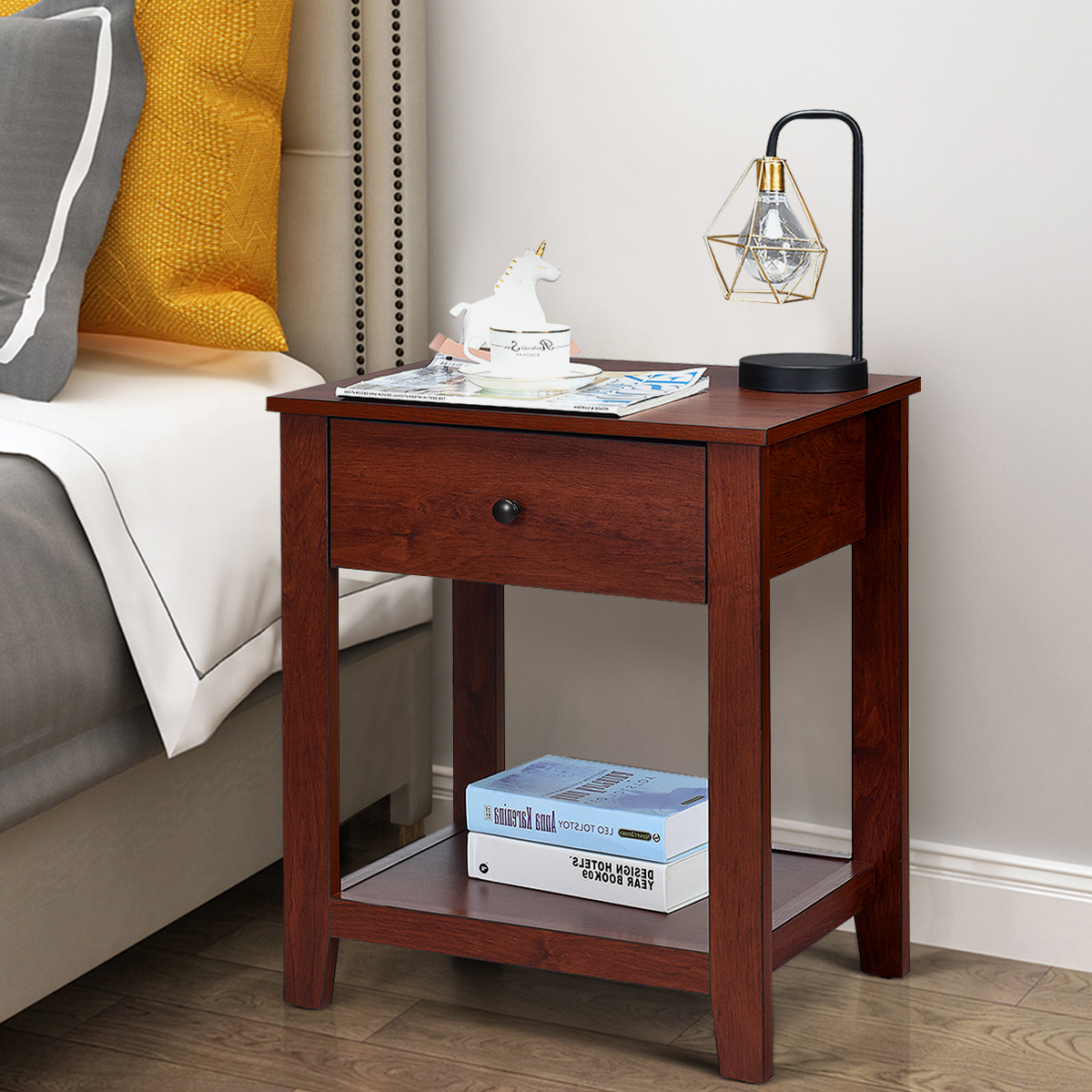 Costway Set of 2 Night Stand End Side Table Bedside Sofa Accent Table w