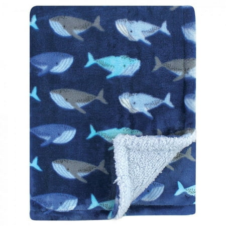 UPC: 0660168404128 | Luvable Friends Baby Boy Plush Blanket with Faux Shearling Back Whale One Size