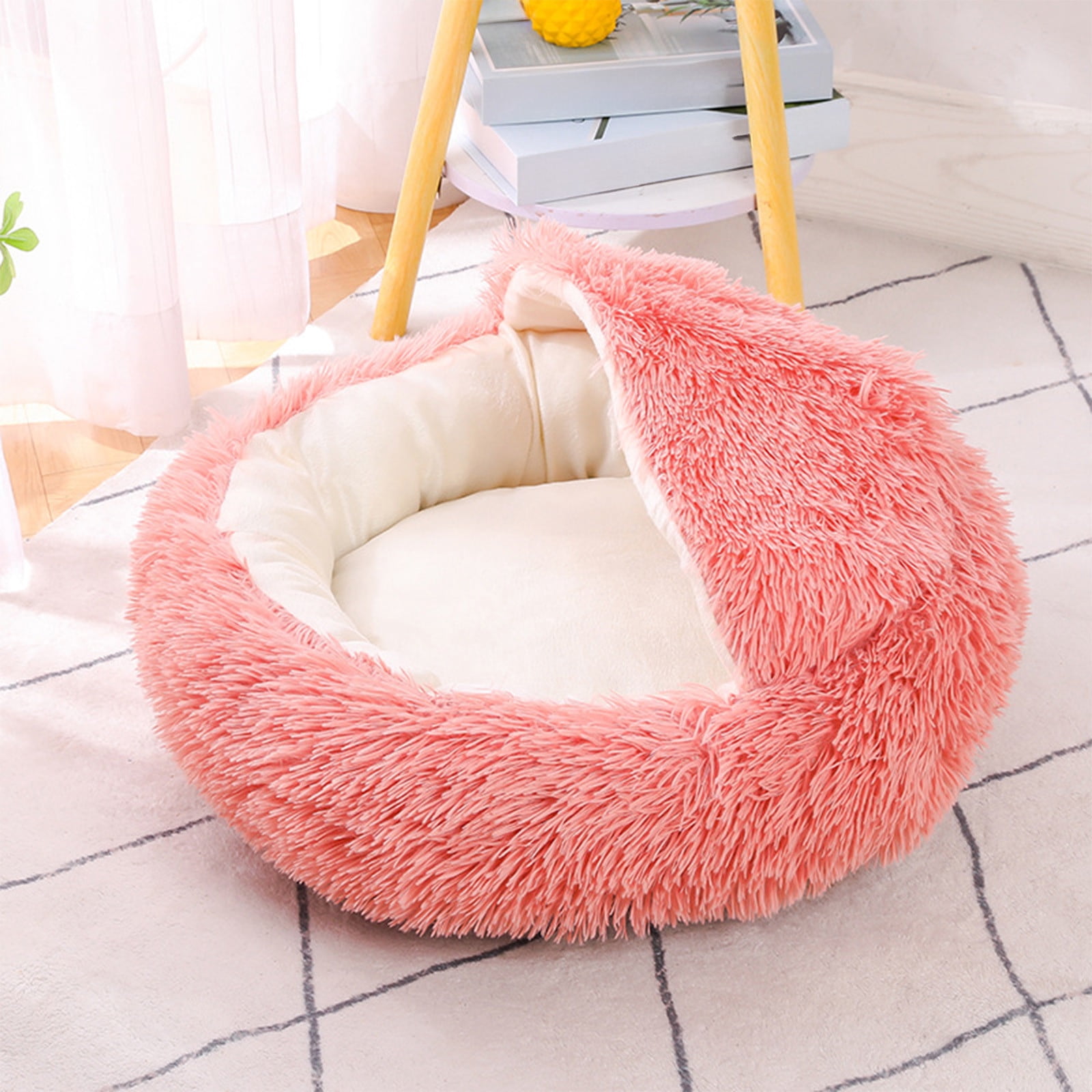Cat Bed for Indoor Cats, Medium Large Cats Cave Bed, Machine Washable Slip Resistant Bottom, Ultra Soft Plush Cushion, Clearance