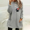 thumbnail image 2 of IROINNID Discount Fall Shirts for Women Long Sleeve Tops Winter Warm Loose Fit Plush Crewneck Long Pullover Thermal Fleece Tops with Pocket,Gray, 2 of 4