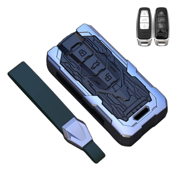 Key Cover Case, Zinc Alloy Smart Remote Key Fob Case Protector Shell Compatible with Audi A6L A6 A7 A8 Q7 Q8 E-Tron 2018-2022 A3 S3 S6 SQ7 RS6 S7 RS7