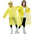 thumbnail image 5 of 2 Pack Raincoats for Kids, Reusable Rain Ponchos with Hood and Sleeves Waterproof Rain Coat for Children Boy Girl Kids (Yellow), 5 of 14