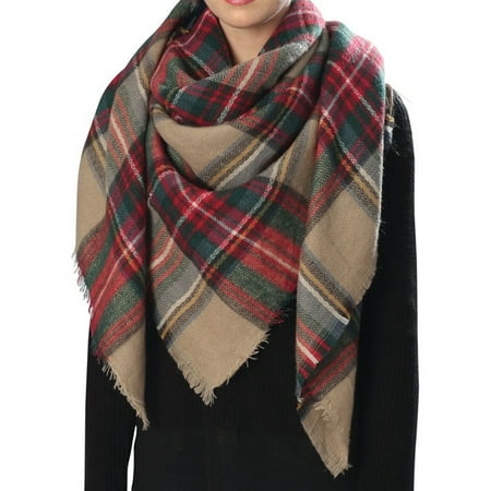 - Amtal Women Stylish Warm Plaid Checkered Tartan Blanket Wrap Winter Scarf