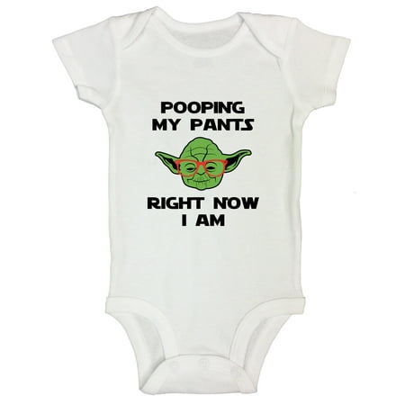 Funny Yoga Onesie “Pooping My Pants Right Now I Am” Gift for Father Funny Threadz Kids Toddler 12M, White