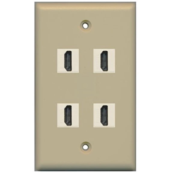 RiteAV - 4 Port HDMI Wall Plate - Ivory