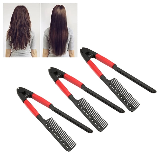 V Shaped Styling Hair Comb, 3Pcs Hair Straightening Comb Multipurpose Rounded Comb Teeth Ergonomic Handle High Temperature Resistant for Unkempt Hair