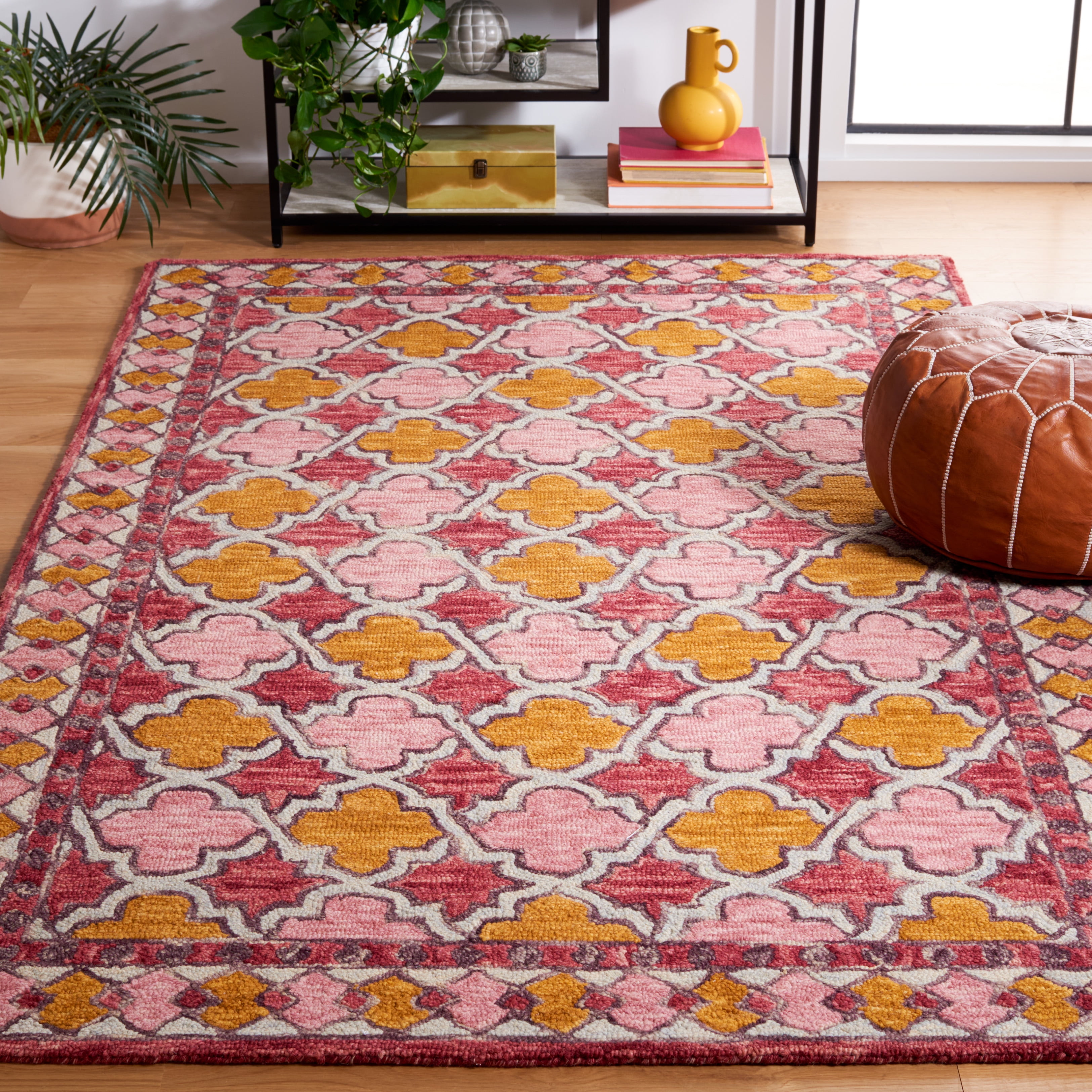 SAFAVIEH Aspen Joshua Geometric Area Rug, Pink/Yellow, 6' x 9'