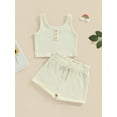 thumbnail image 3 of GXFC Kids Girls Fashion Solid Shorts Outfits Big Girls Sleeveless Button Cami Ribbed Crop Tops and Shorts Children Girls Summer Two Piece Set 8-14T, 3 of 9