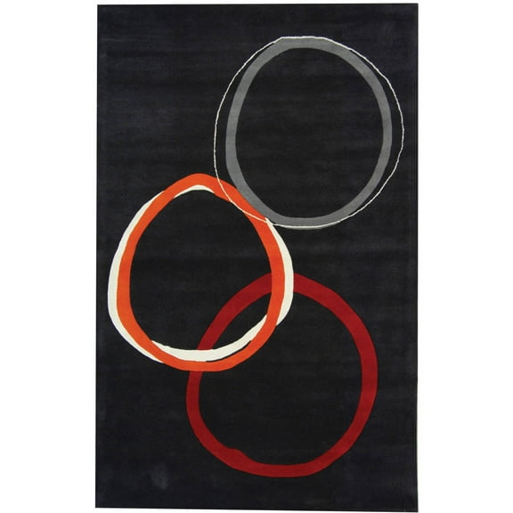 SAFAVIEH Soho Willow Geometric Circles Wool Area Rug, Charcoal, 3'6" x 5'6"