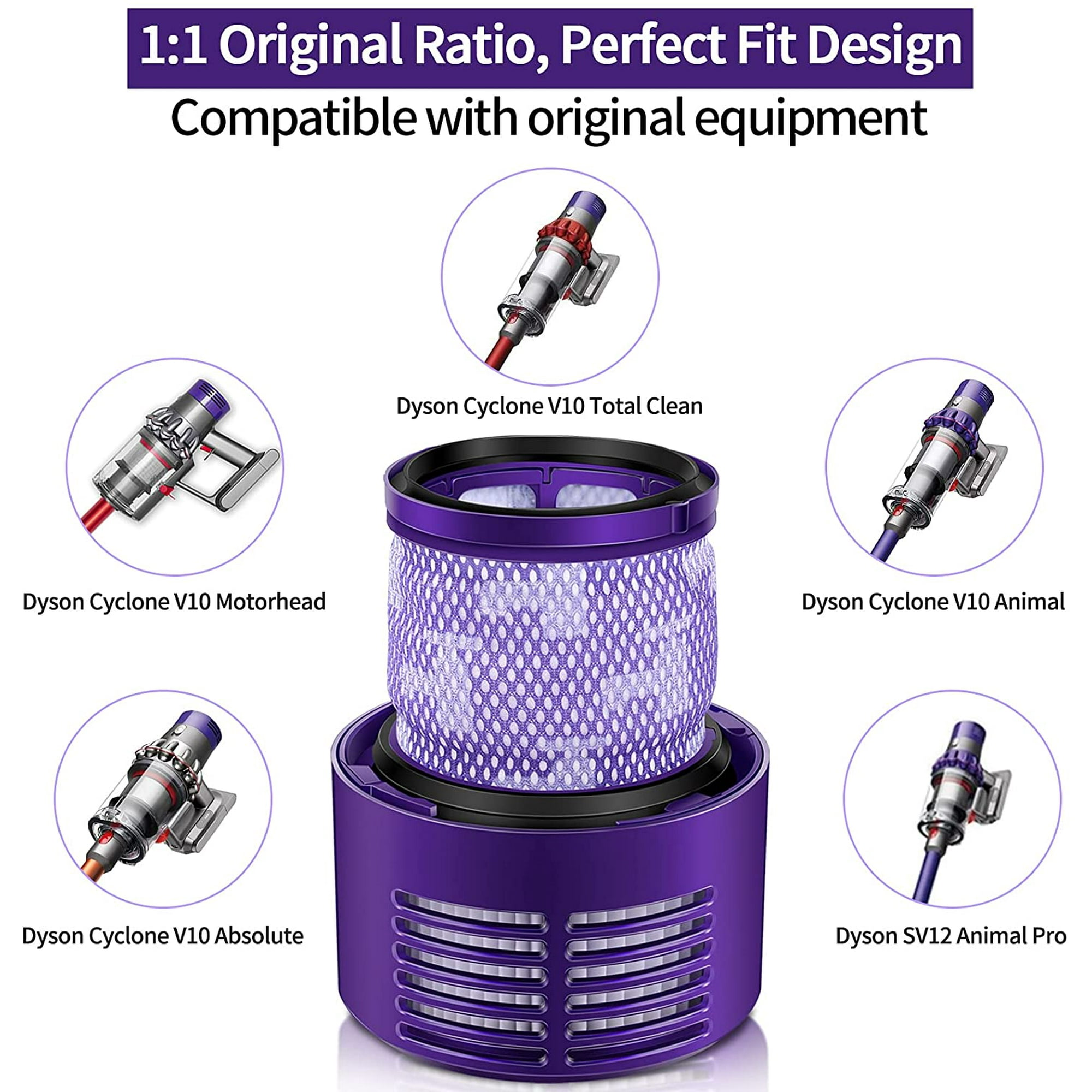 Filter for Dyson V10 SV12, Morpilot 2 Filters for Dyson Cyclone V10 SV12  Series Vacuum Cleaners V10 Absolute Animal Motorhead Total Clean, 2 Pack