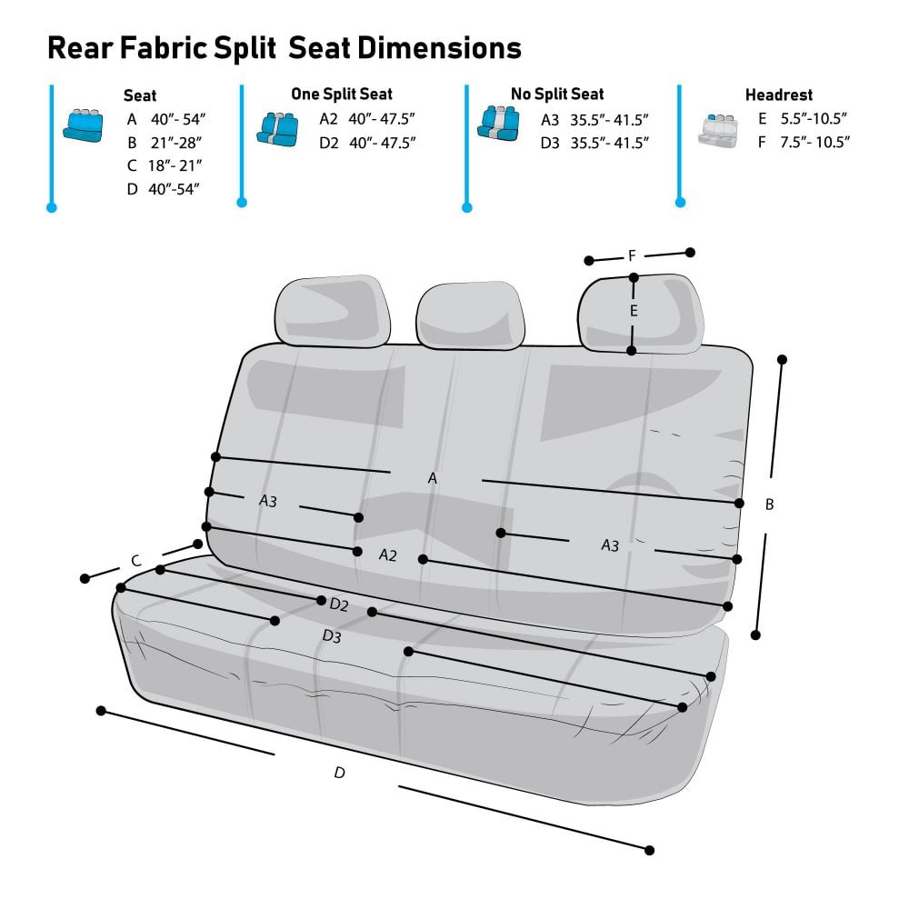 FH Group Neoprene Universal Car Seat Covers Fit For Car Truck SUV Van - Rear Bench Gray