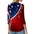 thumbnail image 5 of KDDYLITQ Womens 250th Anniversary Usa Shirts Independence National Flag Print 3/4 Sleeve Tops Causal Red White and Blue American Birthday Tees Printed Trendy Crew Neck T-Shirts Blue XL, 5 of 5