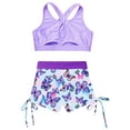 thumbnail image 4 of Linjinx Kids Girls Dance Crop Top with Side Drawstring Booty Shorts Set 2 Piece Gymnastics Outfits Butterfly 10, 4 of 7