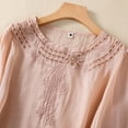 thumbnail image 3 of Women's Embroidered Blouse Cotton Linen Lantern Sleeve Peasant Boho Mexican Tunic Top Casual Baggy T Shirts Summer Holiday Shirts, 3 of 6