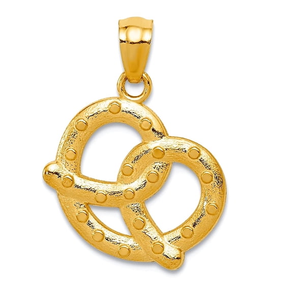 14k Yellow Gold Solid Polished Pretzel Pendant Necklace 21x15mm Wide Pendant for Women - .7 Grams