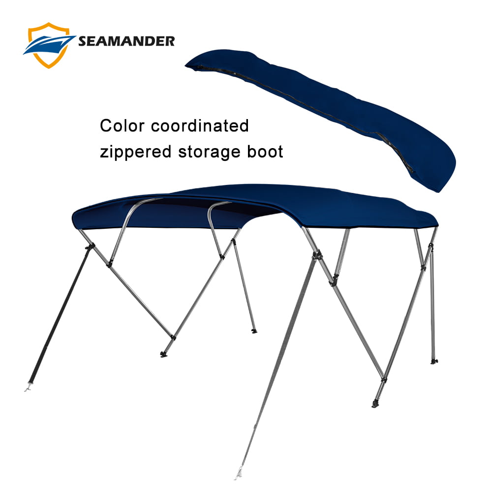 Seamander 4 Bow Bimini Top Boat Cover 4 Straps for Front and Rear Includes with Mounting Hardware（4 Bow 8'L x 54 H x 73-78 W Burgundy） 