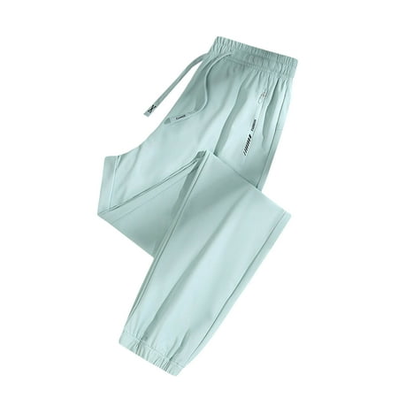 XEGLSBU Women s Athletic Pants Ice Silk Lightweight Breathable Soft Stretchy Running Sports Pants with Zipper Pocket Green Size M